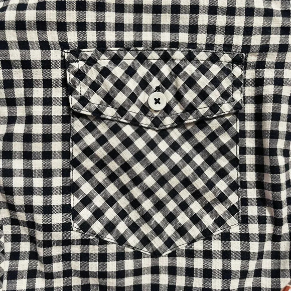 Bit &‎ Bridle Top Women XL Plaid Black White Button Up 100% Cotton Shirt - Picture 7 of 9